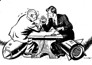 Kennedy_Khrushchev Kennedy and Khrushchev political cartoon