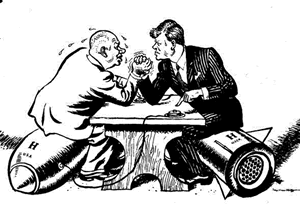 Kennedy and Khrushchev political cartoon