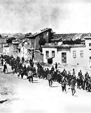 Armenians marched to prison in 1915.