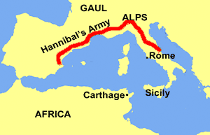 702_Hannibal_route Hannibal's route through the Alps