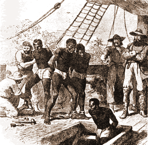 On board a slave slip (illustration)