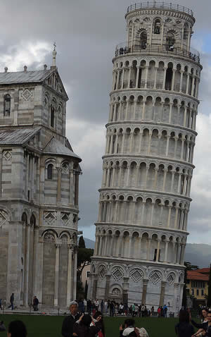 The Leaning Tower of Pisa.