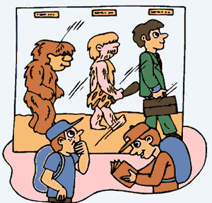 Thinking about evolution and prehistory (clipart)