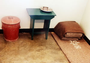 Mandela_prison_cell Nelson Mandela's prison cell on Robben Island.