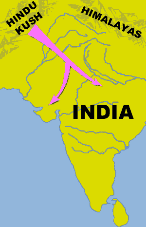 The route of the Aryans