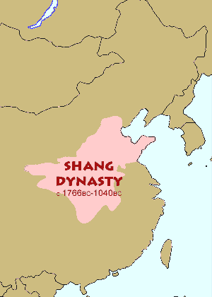 Map of the approximate borders of the Shang Dynasty