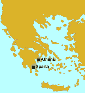 Map of Sparta and Athens