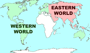 Eastern and Western worlds (map)