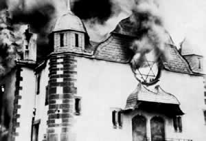 Burning synagogue