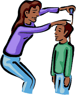 Measuring a growing child (clipart)