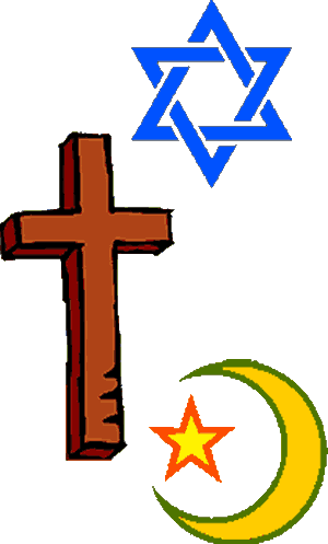 The primary symbols of Judaism, Christianity, and Islam