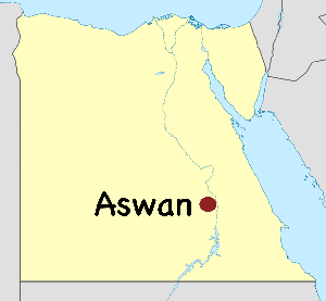 Map of Aswan in Egypt