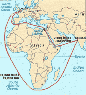 Map of the Suez Canal